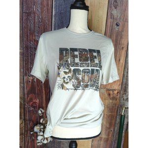 Rebel Soul Tee T-Shirt Unisex Sand Size M Skull Print Short Sleeve